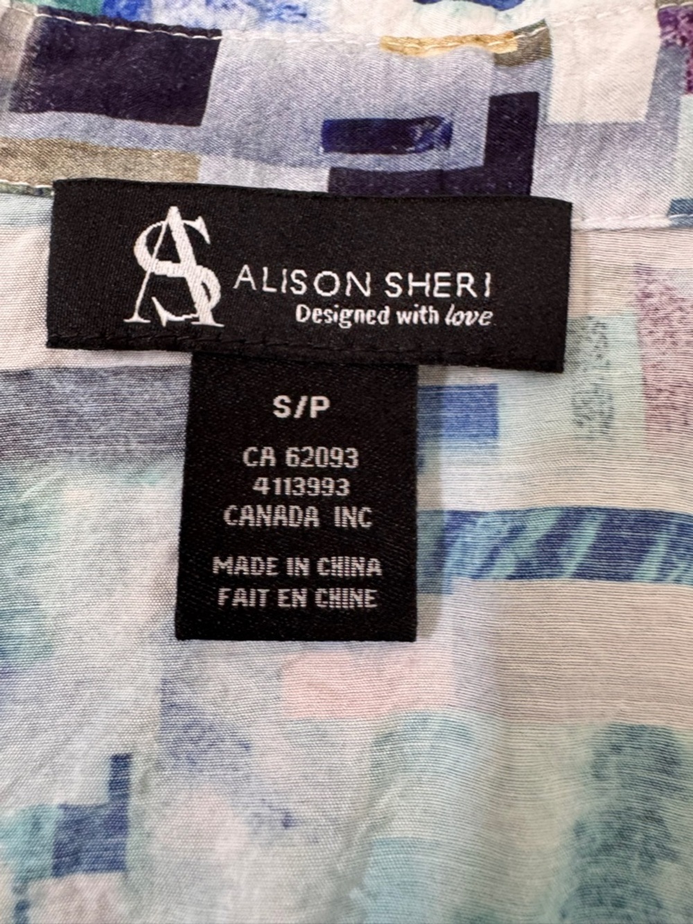 Sleeveless Button-Front Collared Top in Multicolor Blue Print Sz S - Picture 11 of 12